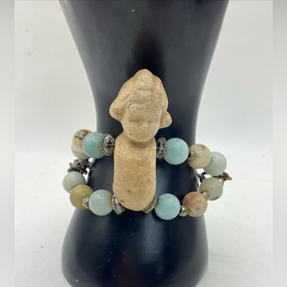 Vintage German Bisque Baby Doll Bracelet with Calcite Stones - Picture 2 of 11